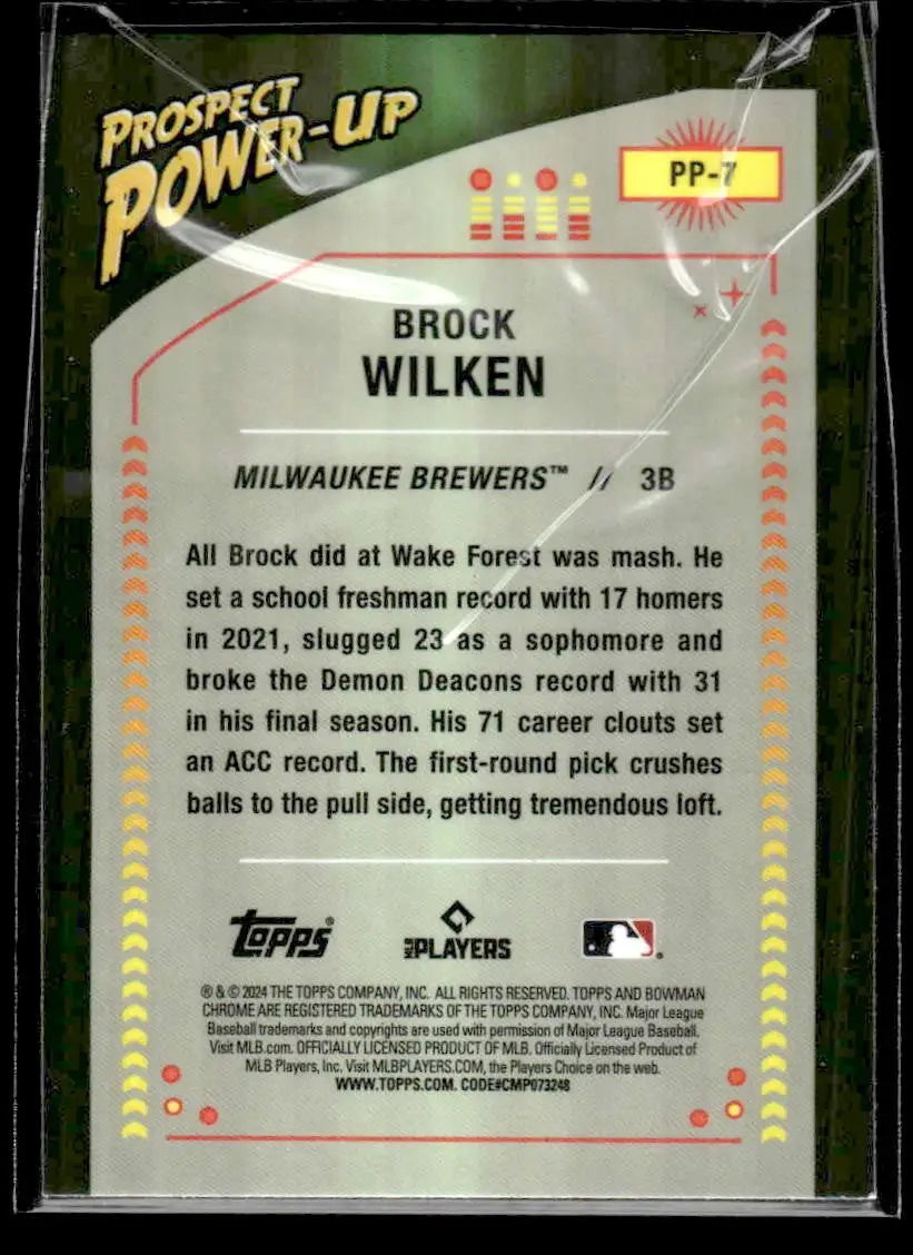 2024 Bowman #PP-7 Brock Wilken Prospect Power-Up - Baseball Card Single