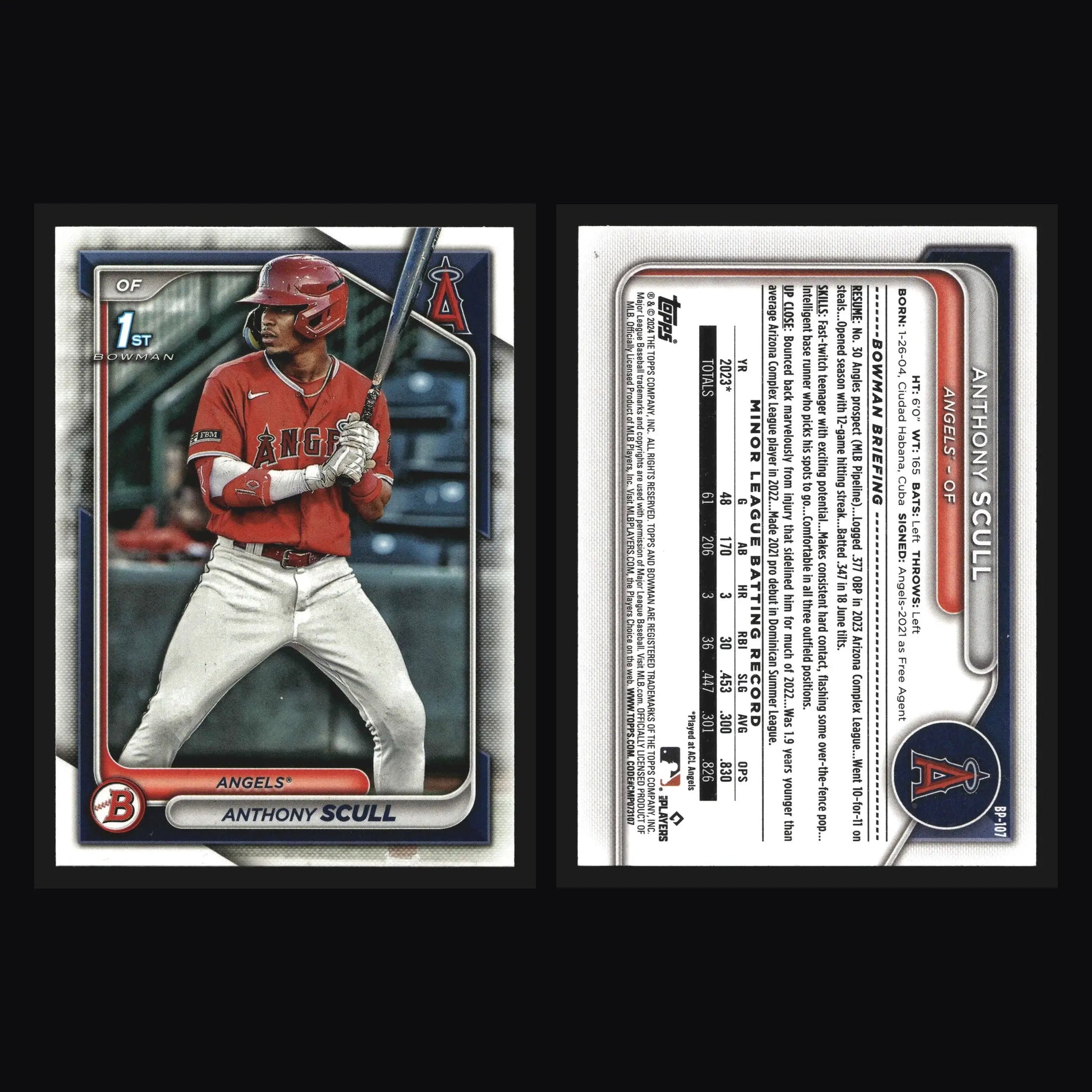 2024 Bowman Prospects Anthony Scull #BP-107 Angels 1st Bowman - Baseball Card Single