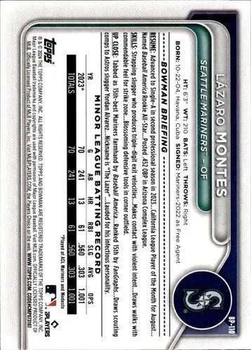 2024 Bowman Prospects #BP-110 Lazaro Montes NM-MT Mariners ID:70708 - Baseball Card Single