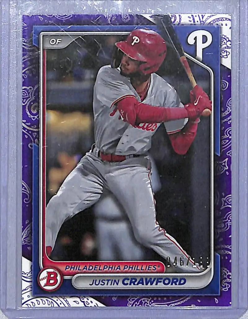 2024 Bowman Purple #BP-17 Justin Crawford NM-MT 46/199 Philadelphia Phillies