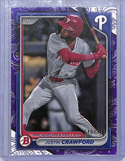 2024 Bowman Purple #BP-17 Justin Crawford NM-MT 46/199 Philadelphia Phillies - Baseball Card Single