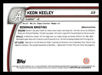 2024 Bowman U Chrome #113 Keon Keeley Fuchsia Mini-Diamond Refractor #/125 - Other