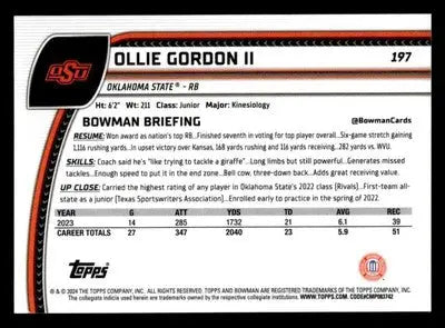 2024 Bowman U Chrome #197 Ollie Gordon II Purple Mini-Diamond Refr #/375 OSU - Football Card Single