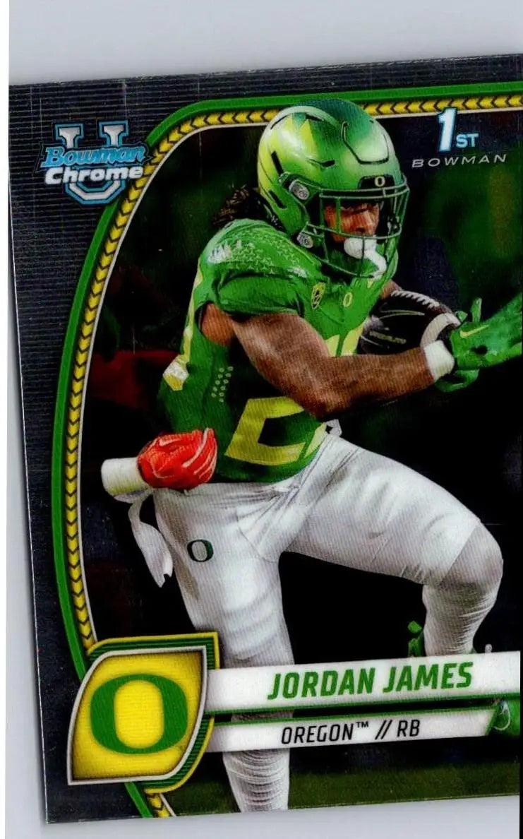 Football trading card of Jordan James from 2024 Bowman University Chrome #105
