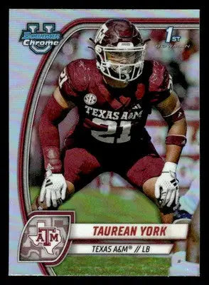2024 Bowman University Chrome #168 Taurean York Refractor - Football Card Single