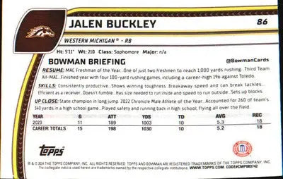 2024 Bowman University Chrome X-Fractor #86 Jalen Buckley - Baseball Card Single