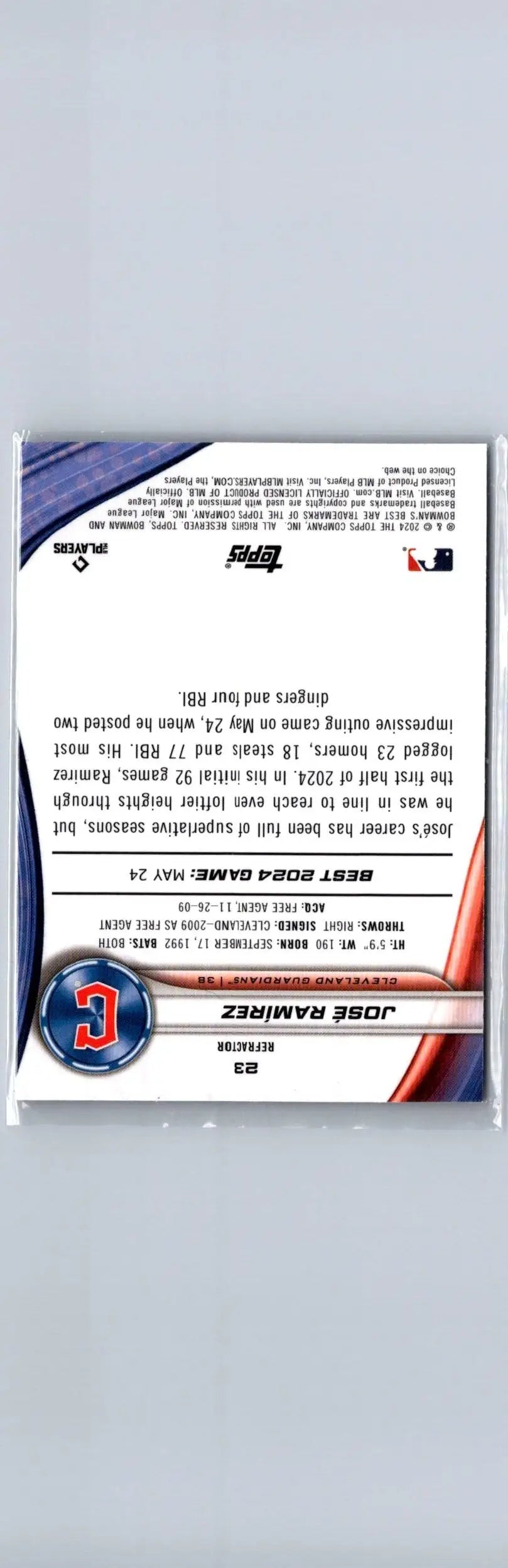 José Ramírez baseball card from 2024 Bowman’s Best Series