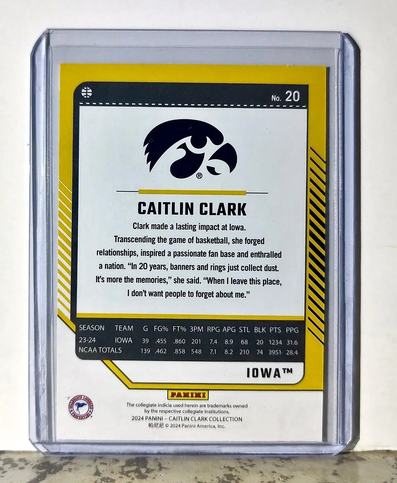 2024 Caitlin Clark Panini Donruss #20 Basketball Card Iowa Hawkeyes - Basketball Card Single