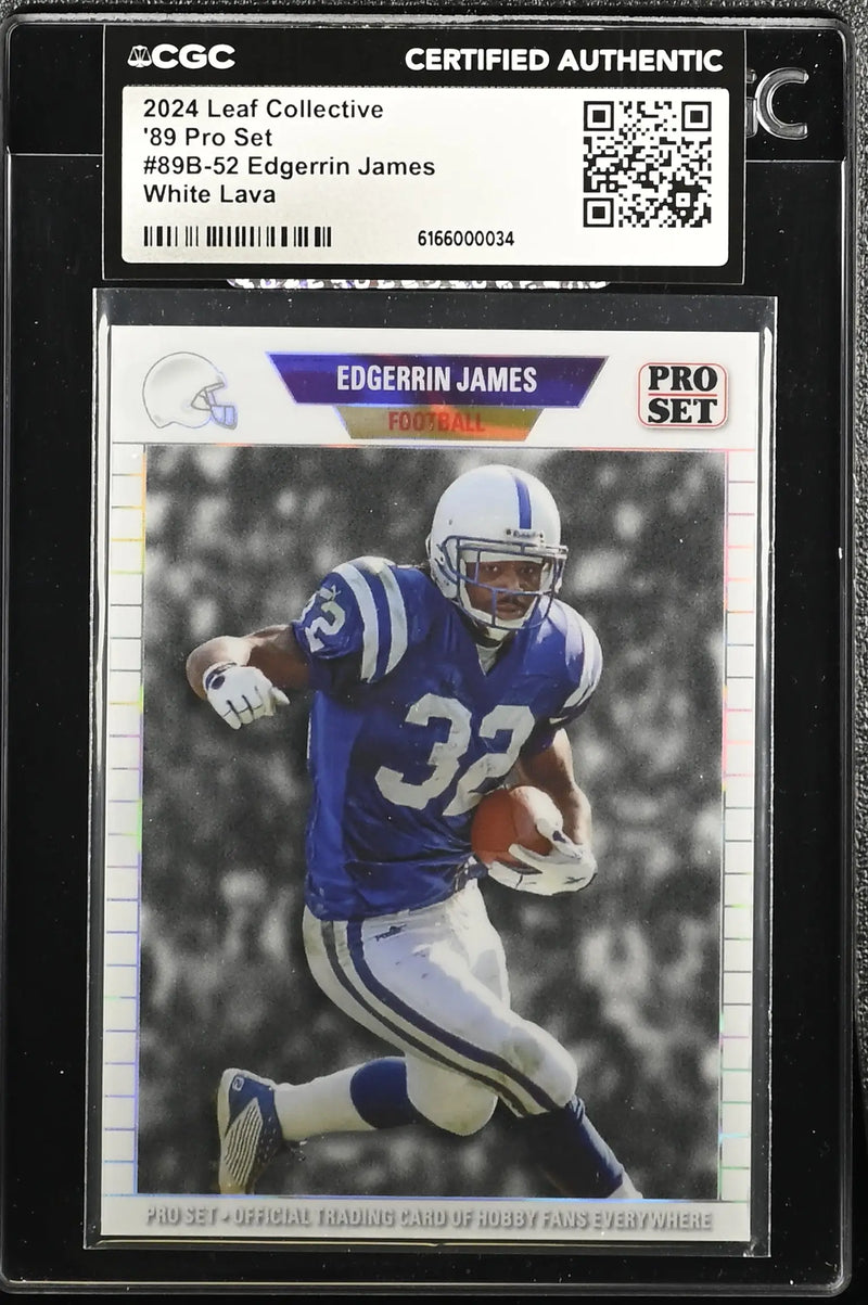 2024 Collective #89B-52 Edgerrin James ’89 Pro Set White Lava 1/1 CGC Authentic - Football Card Single