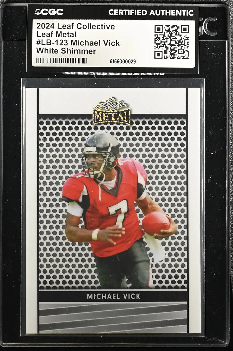 2024 Collective Michael Vick Leaf Metal White Shimmer 1/1 CGC Authentic