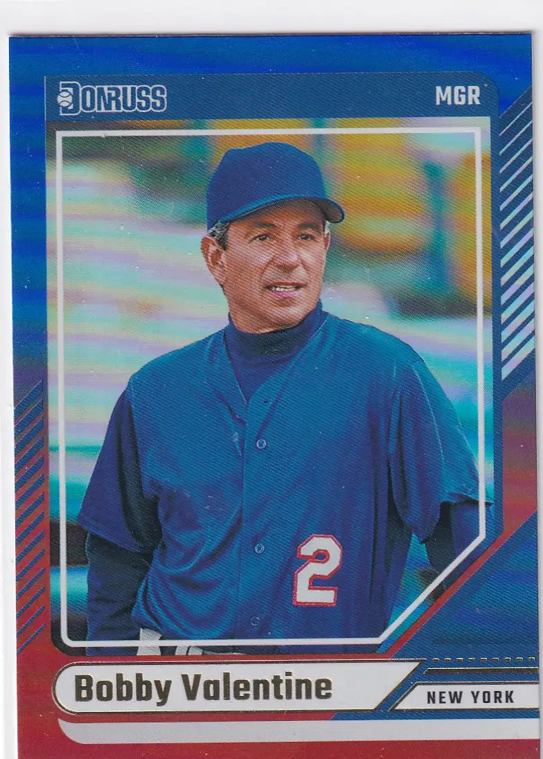 2024 DONRUSS #100 BOBBY VALENTINE RED BLUE HOLO- NEW YORK YANKEES - Baseball Card Single
