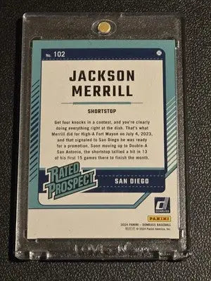 2024 Donruss #102 Jackson Merrill Red and Blue - Baseball Card Single