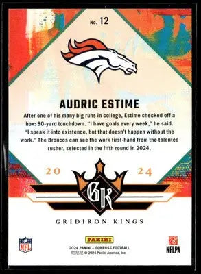 2024 Donruss #12 Audric Estime Rookie Gridiron Kings - Football Card Single