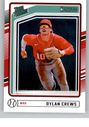 2024 Donruss Dylan Crews rookie nationals baseball card rated prospect ID 74130