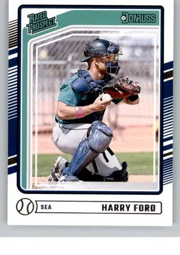 Original gloss Harry Ford rookie Mariners baseball card from 2024 Donruss series