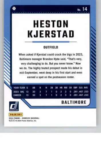 2024 Donruss #14 Heston Kjerstad NM-MT Orioles ID:76063 - Baseball Card Single