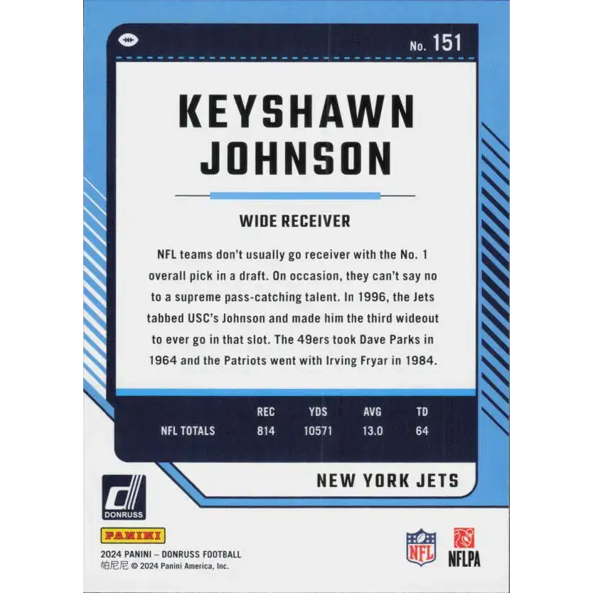 2024 Donruss #151 Keyshawn Johnson NM-MT New York Jets Football Card - Football Card Single