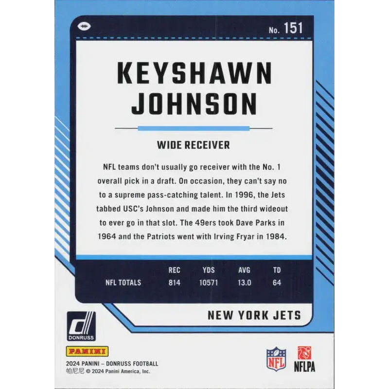 2024 Donruss #151 Keyshawn Johnson NM-MT New York Jets Football Card - Football Card Single