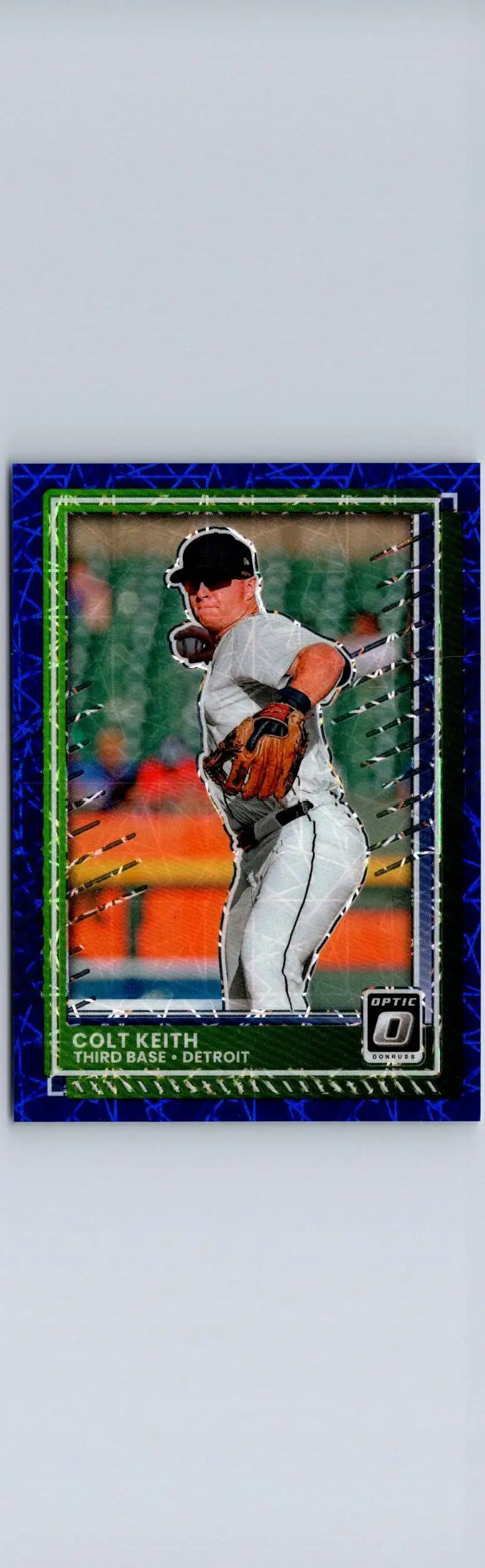 Blue and green baseball trading card featuring Colt Keith, Keith Optic Blue Prizm