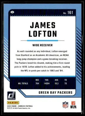 2024 Donruss #161 James Lofton Press Proof Silver #/100 - Football Card Single