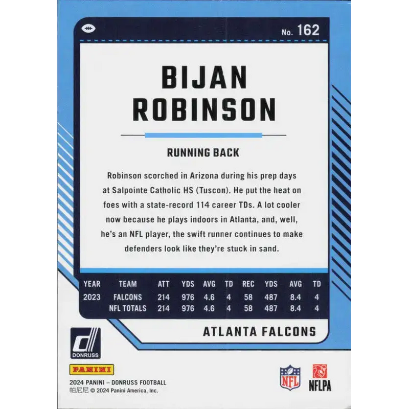 2024 Donruss #162 Bijan Robinson NM-MT Atlanta Falcons Football Card - Football Card Single