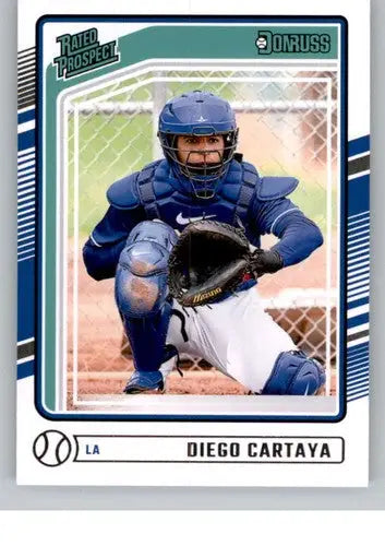 Diego Cartaya rookie Dodgers baseball card with original gloss from 2024 Donruss