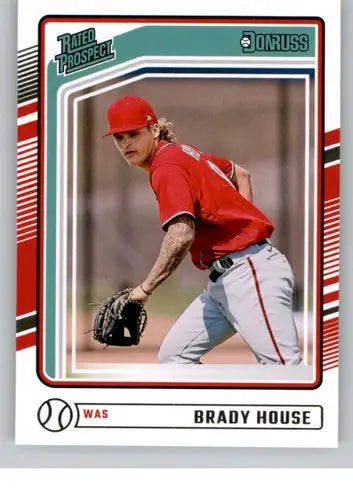 Original gloss baseball trading card of Brady House rookie Nationals from 2024 Donruss