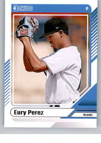 Eury Perez baseball card 2024 Donruss NM-MT original gloss Marlins ID 74050
