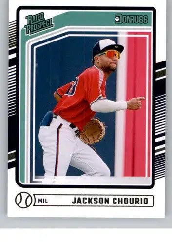 Original gloss Jackson Chourio rookie Brewers baseball card in 2024 Donruss product