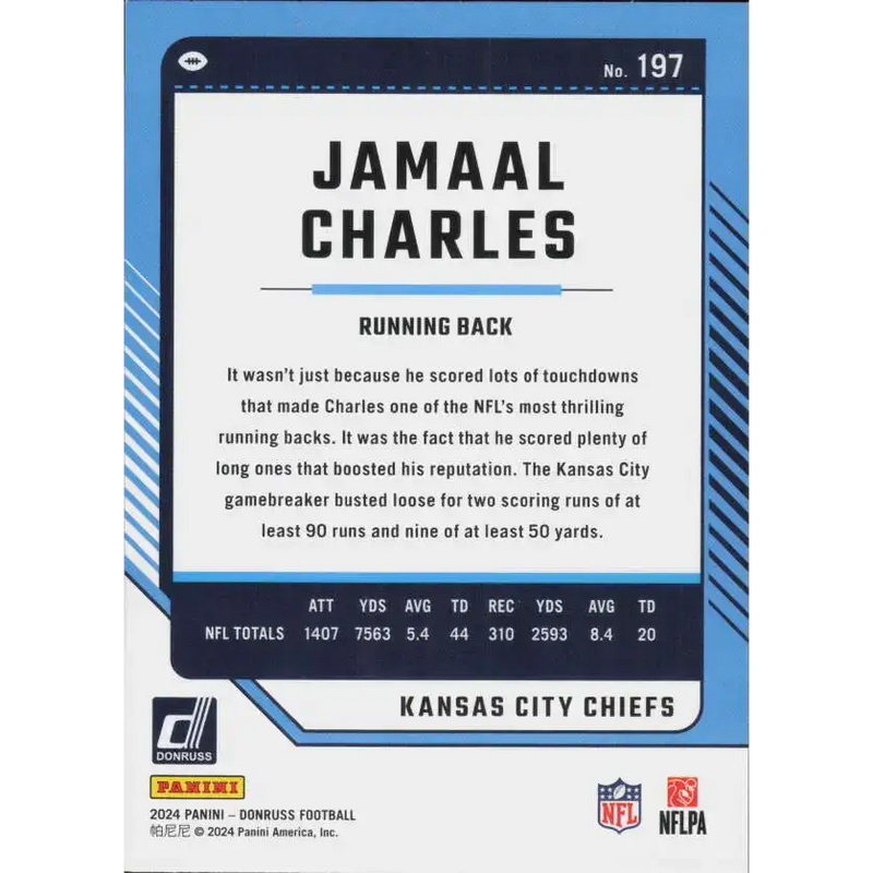 2024 Donruss #197 Jamaal Charles NM-MT Kansas City Chiefs Football Card - Football Card Single