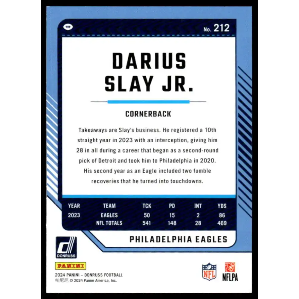 2024 Donruss #212 Darius Slay Jr. NM-MT Philadelphia Eagles Football Card - Football Card Single