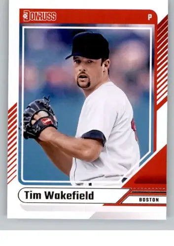 Tim Wakefield baseball card featuring original gloss from 2024 Donruss Red Sox collection