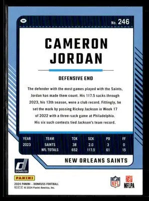 2024 Donruss #246 Cameron Jordan Press Proof Gold #/50 - Football Card Single