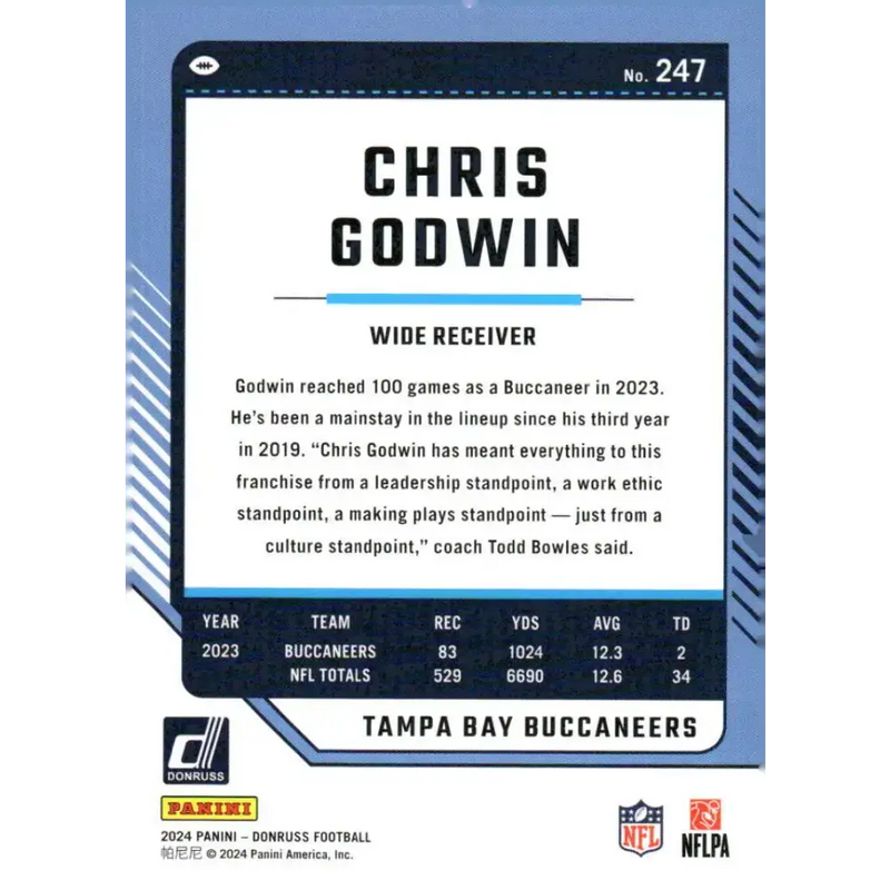 2024 Donruss #247 Chris Godwin NM-MT Tampa Bay Buccaneers Football Card - Football Card Single