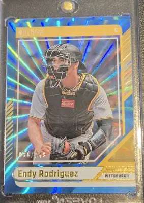2024 Donruss #30 Endy Rodriguez Carolina Blue Laser #/249 - Baseball Card Single