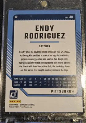 2024 Donruss #30 Endy Rodriguez Carolina Blue Laser #/249 - Baseball Card Single