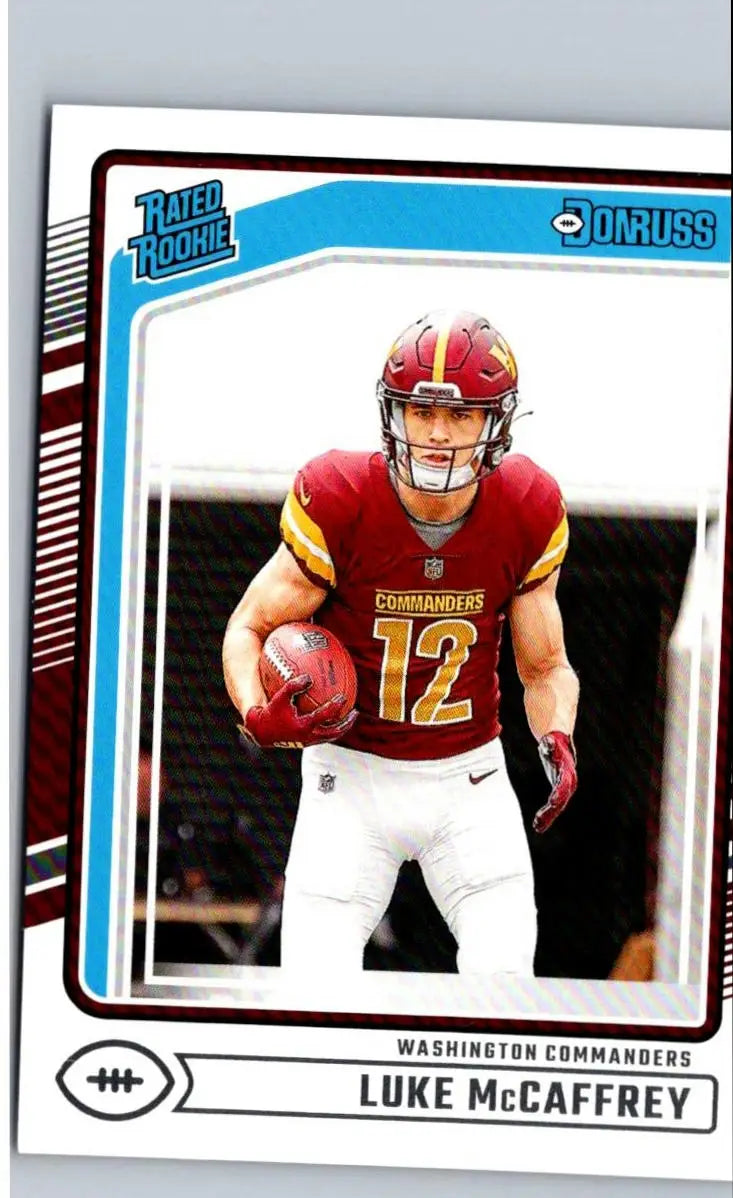 2024 Donruss Luke McCaffrey rookie football card front view