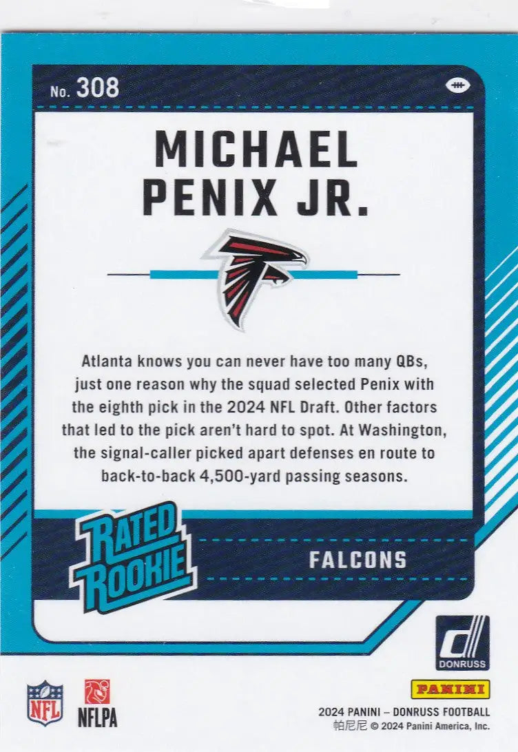 2024 DONRUSS #308 MICHAEL PENIX JR- ATLANTA FALCONS