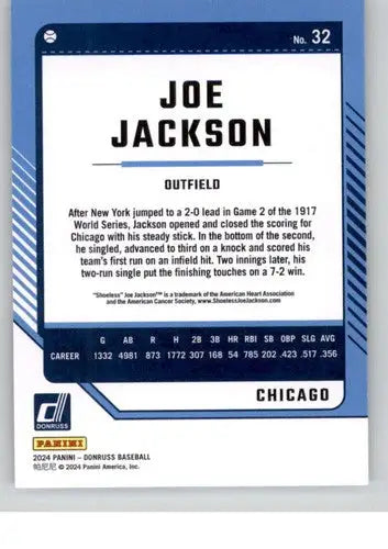 Original gloss Joe Jackson White Sox baseball card from 2024 Donruss series