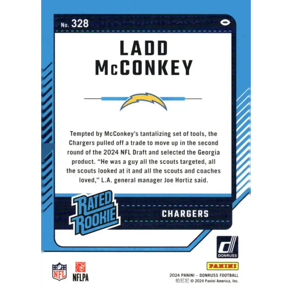 2024 Donruss #328 Ladd McConkey NM-MT Los Angeles Chargers Football Card - Football Card Single