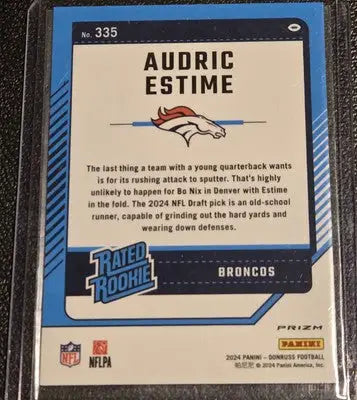 2024 Donruss #335 Audric Estime Optic Rated Rookies Preview Blue Scope - Football Card Single