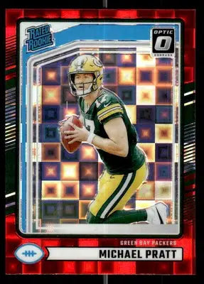 2024 Donruss #339 Michael Pratt Optic Rated Rookies Preview Red Pandora - Football Card Single