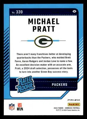 2024 Donruss #339 Michael Pratt Optic Rated Rookies Preview Red Pandora - Football Card Single
