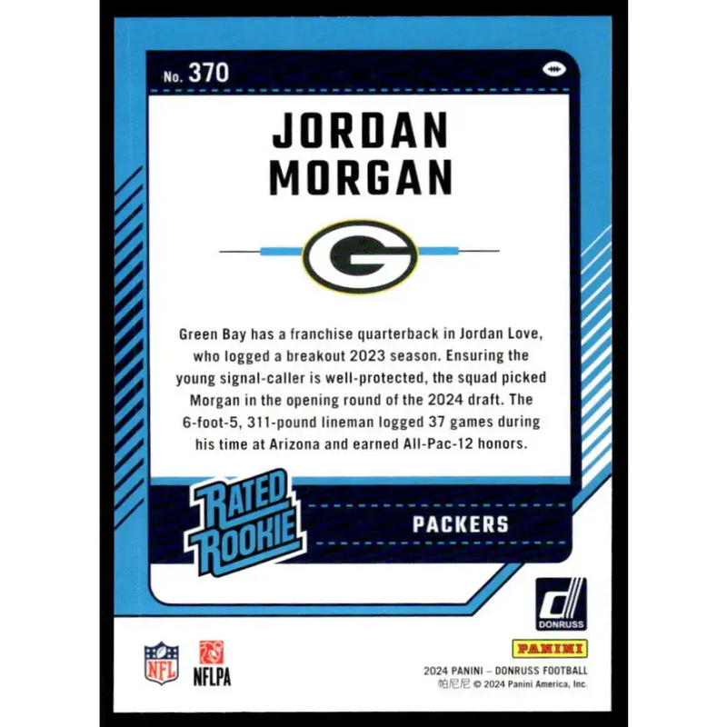2024 Donruss #370 Jordan Morgan NM-MT Green Bay Packers Football Card