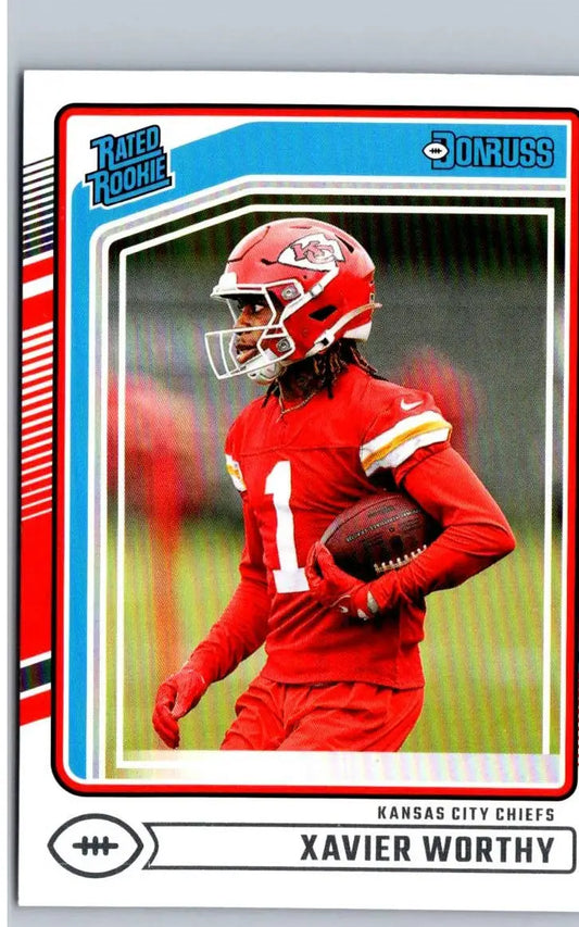 2024 Donruss Xavier Worthy football card showcasing XAVIER WORTHY collectible item