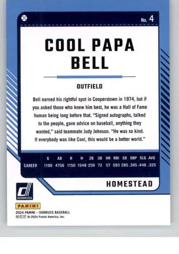 2024 Donruss #4 Cool Papa Bell NM-MT ID:76053 - Baseball Card Single