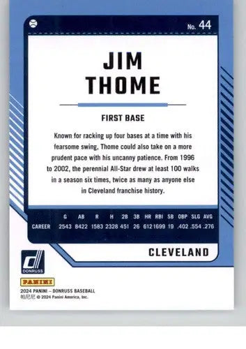 Jim Thome baseball card with original gloss from 2024 Donruss #44 NM-MT Indians