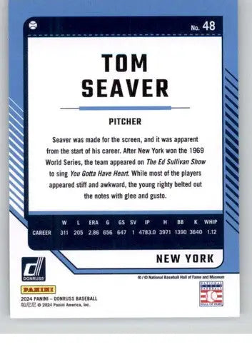 Original gloss Tom Seaver baseball card 2024 Donruss NM-MT Mets ID 74079