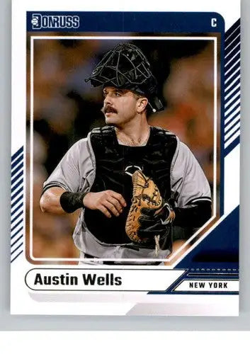 Original gloss Austin Wells baseball card 2024 Donruss #59 NM-MT Yankees