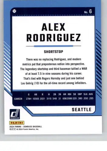2024 Donruss #6 Alex Rodriguez NM-MT Mariners ID:76055 - Baseball Card Single
